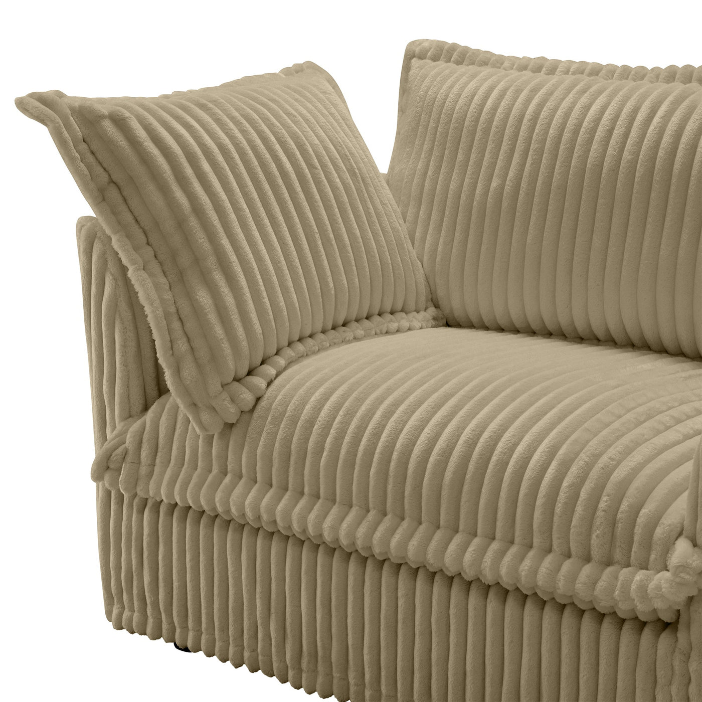 Slipcovered U Shape Sectional Deep Seat Sofa Couch, 3 Seater Sofa with French Edges Design Multiple Big Pillows, Modular Deep Seat Sectional Sofa Comfy Cloud Couch for Living Room, Apartment, Camel