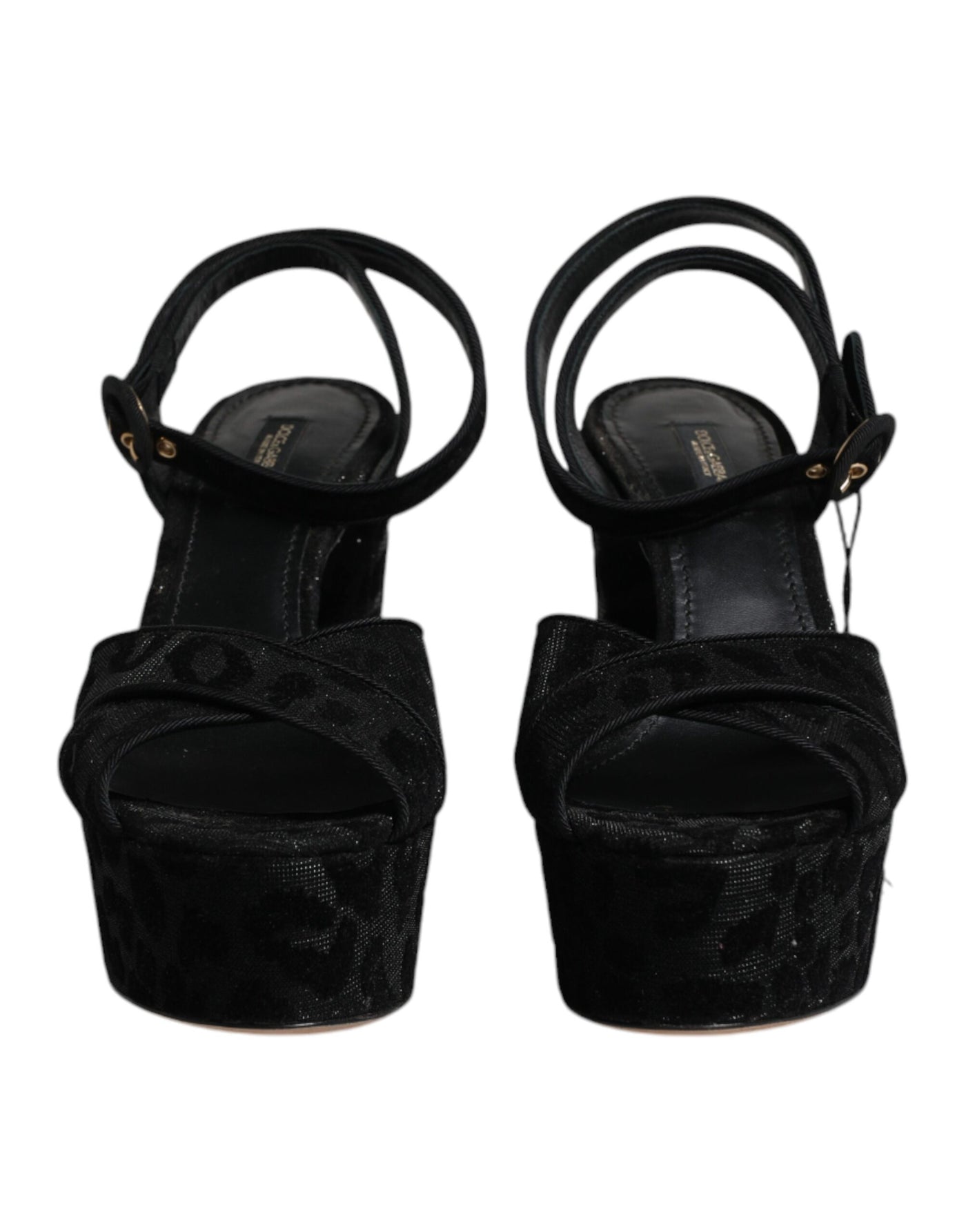 Dolce & Gabbana Black Leopard Platform Heels Sandals Shoes