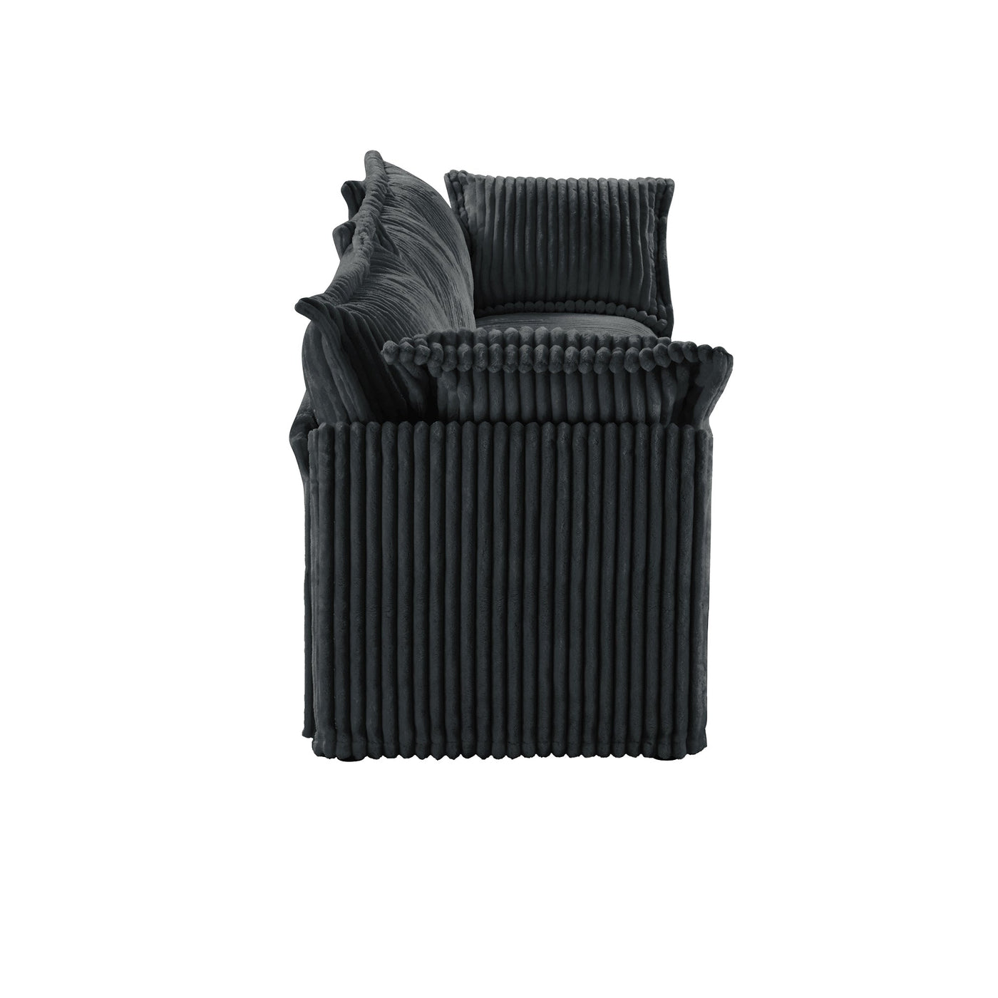 Slipcovered Sofa Couch, Modern 3 Seater Sofa with Suppleness Armrests,Deep Seat Sofa with Soft Multiple Big Pillows, Comfy Couch for Living Room, Apartment,Gray Corduroy Fabric