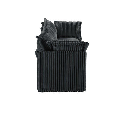 Slipcovered Sofa Couch, Modern 3 Seater Sofa with Suppleness Armrests,Deep Seat Sofa with Soft Multiple Big Pillows, Comfy Couch for Living Room, Apartment,Gray Corduroy Fabric