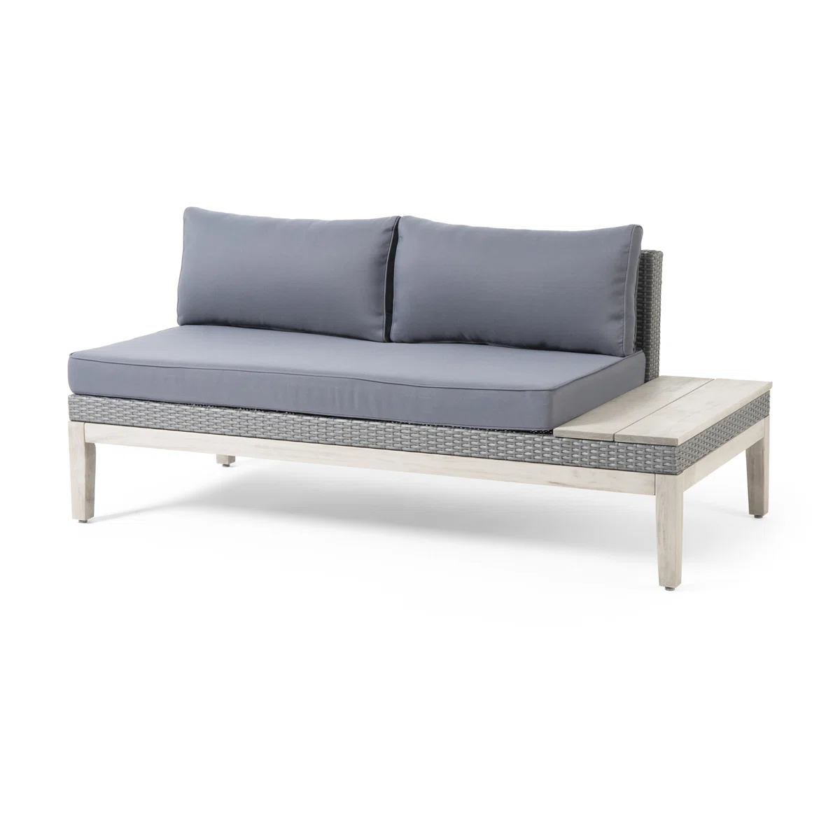 Outdoor Acacia Wood and Wicker 3 Piece Sectional Sofa Set