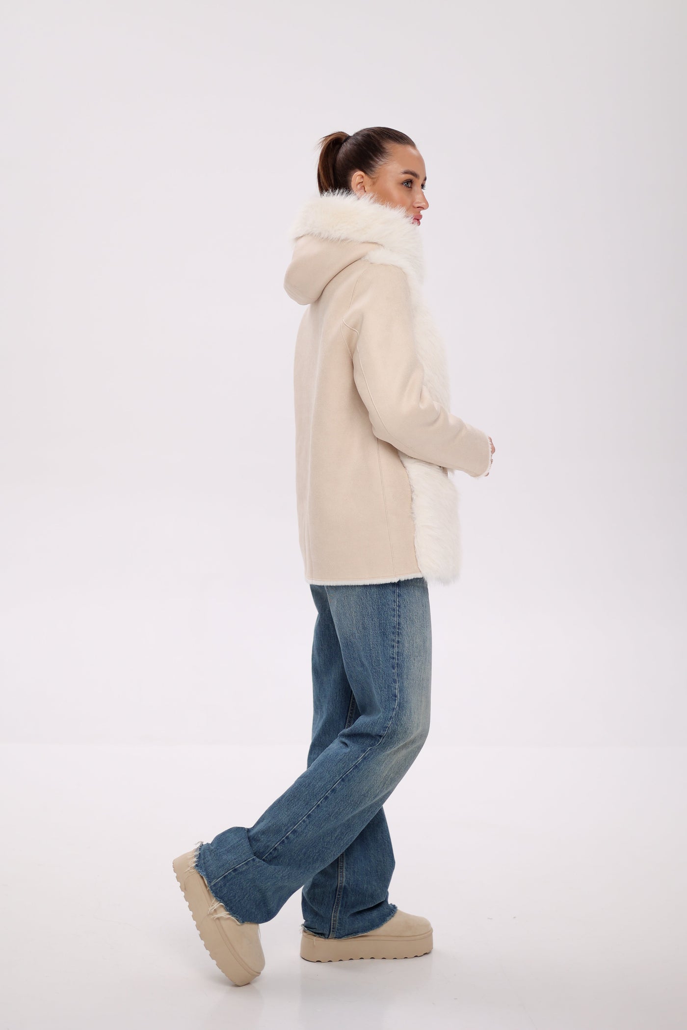 ⇆ Reversible Hooded Wool Blend Jacket