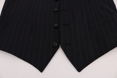 Dolce & Gabbana Blue Wool Stretch Vest