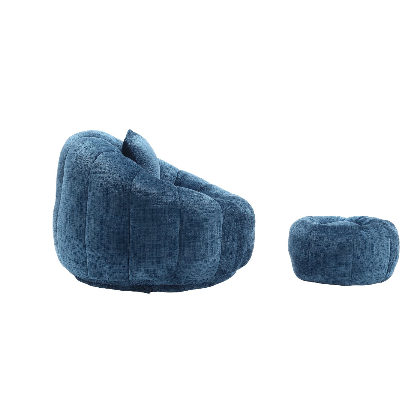 COOLMORE Modern Extra Large Round Bean Bag Chair with Footrest for Living Room, Chenille Fabric Lazy Sofa with Pillow for Adults, Teenagers,Child, Suitable for Bedroom, Dormitory, Study Room