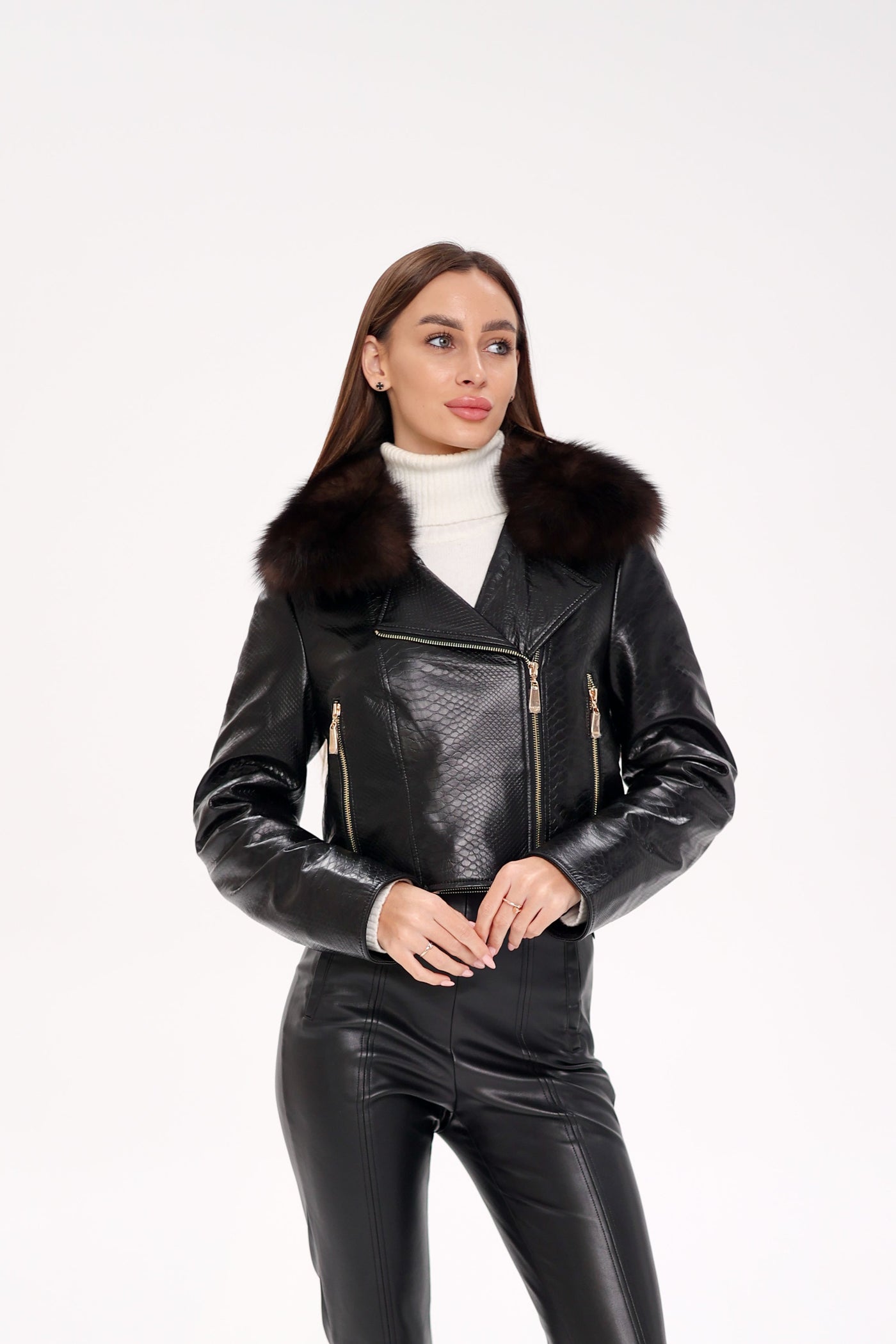 Genuine Polar Fox Real Leather Transformer Jacket