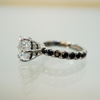 4.0ct Round Cut Moissanite Double Halo Engagement Ring