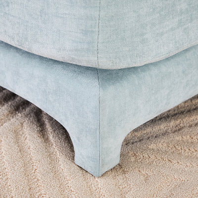 Stylish Four-Seater Sofa with Movable Ottoman in Sky Blue Chenille Fabric with Ergonomic Design