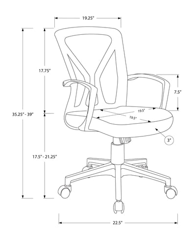 Office Chair, Adjustable Height, Swivel, Ergonomic, Armrests, Computer Desk, Work, Black Mesh, Black Metal, Contemporary, Modern