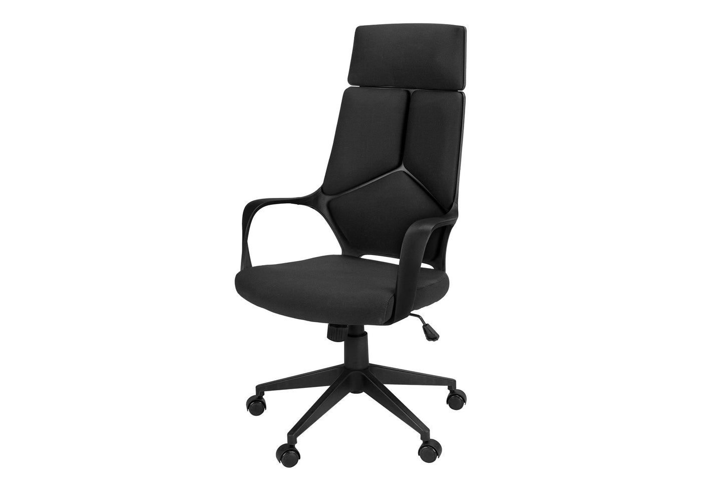 Office Chair, Adjustable Height, Swivel, Ergonomic, Armrests, Computer Desk, Work, Black Fabric, Black Metal, Contemporary, Modern