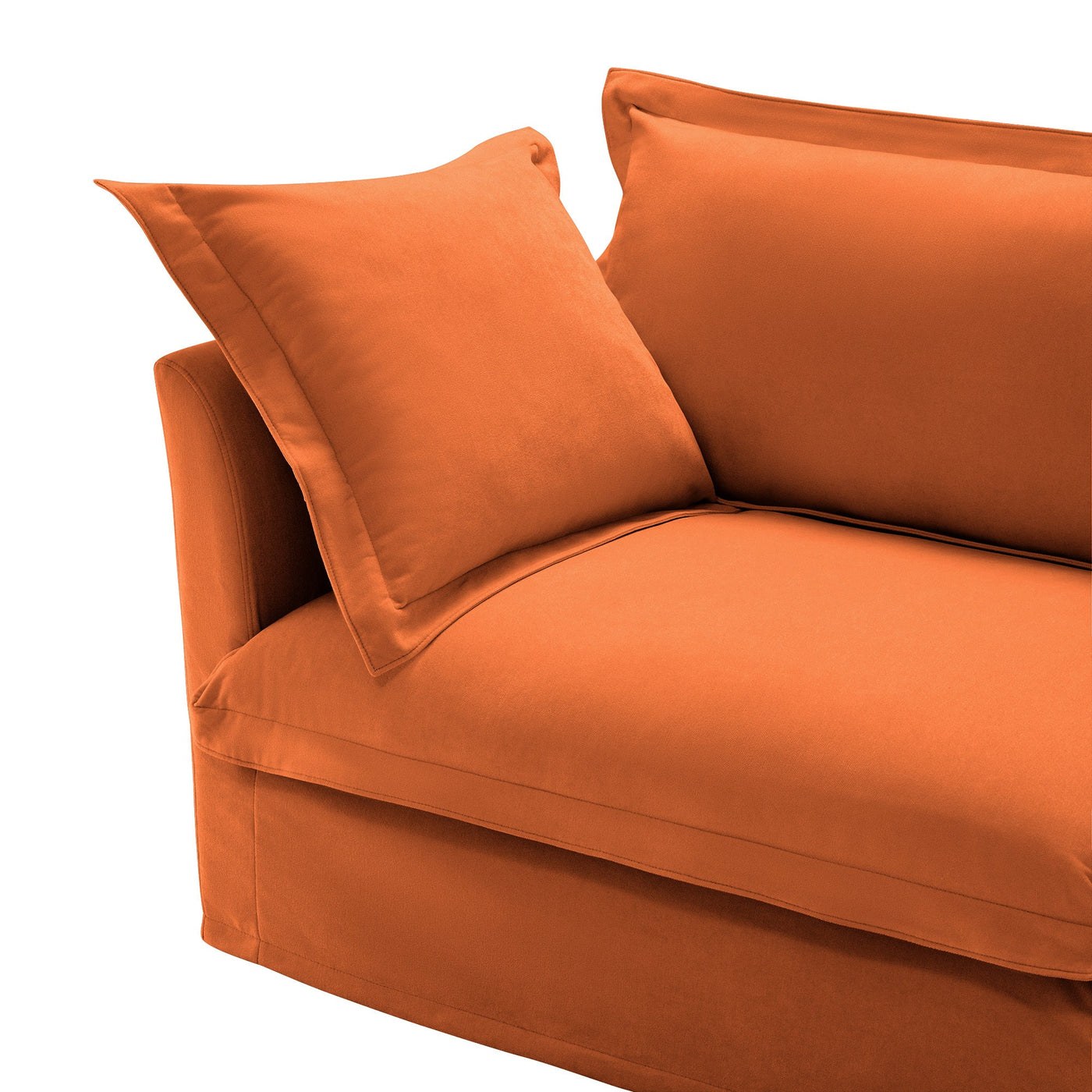 L-Shaped Slipcovered Sectional Sofa Couch, Comfy Chenille Deep Seat Cloud Couch with Convertible Ottoman & 2 Big Pillows, Modern Oversized 3 Seater Slipcovered Sofa Set for Living Room Office, Orange