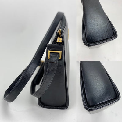 CHRISTIAN DIOR Black  Leather Adjustable Shoulder Bag Authentic Pre owned