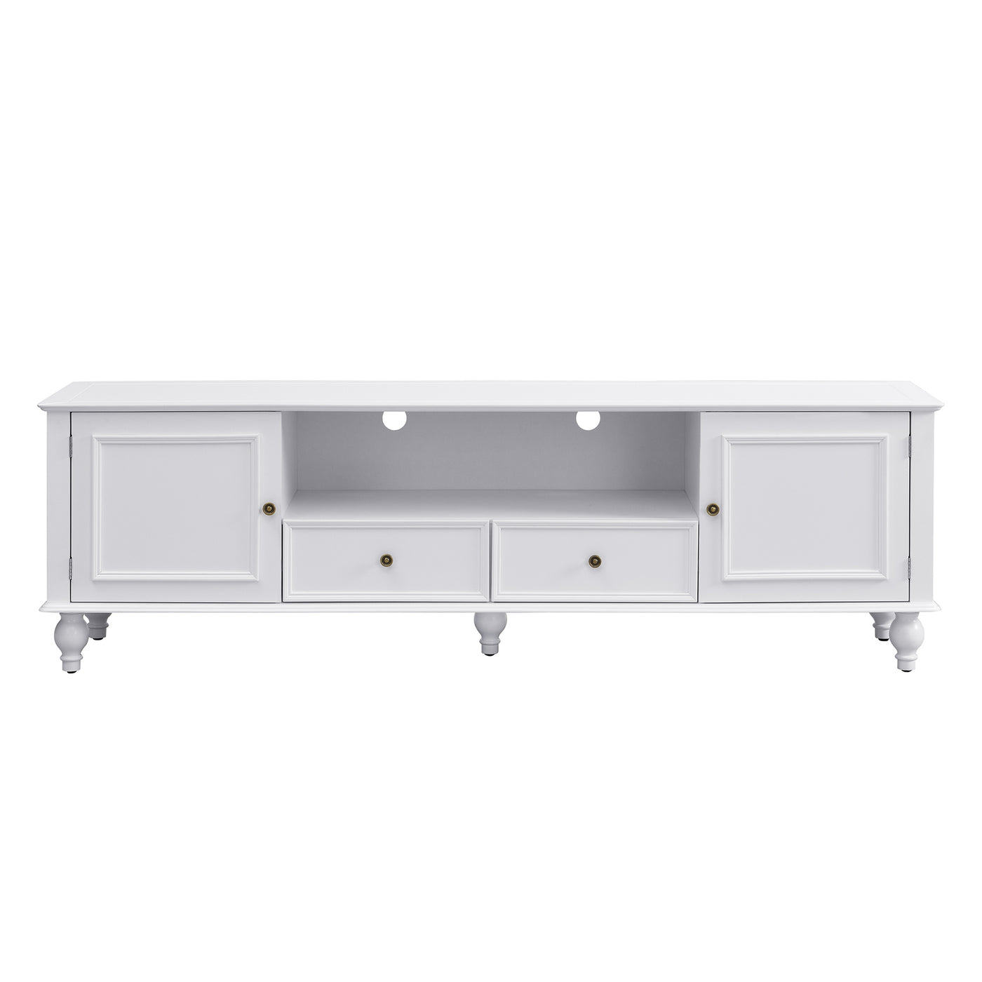 U-Can 70.9'' Modern TV Stand for TVs up to 80 Inches, Entertainment Center with Open Compartment, TV Storage Cabinet with 2 Drawers, 2 Cabinets and 5 Solid Legs for Living room