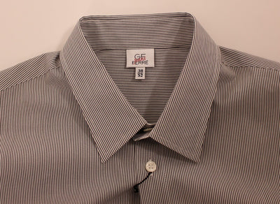 GF Ferre Gray Striped Cotton Casual Shirt