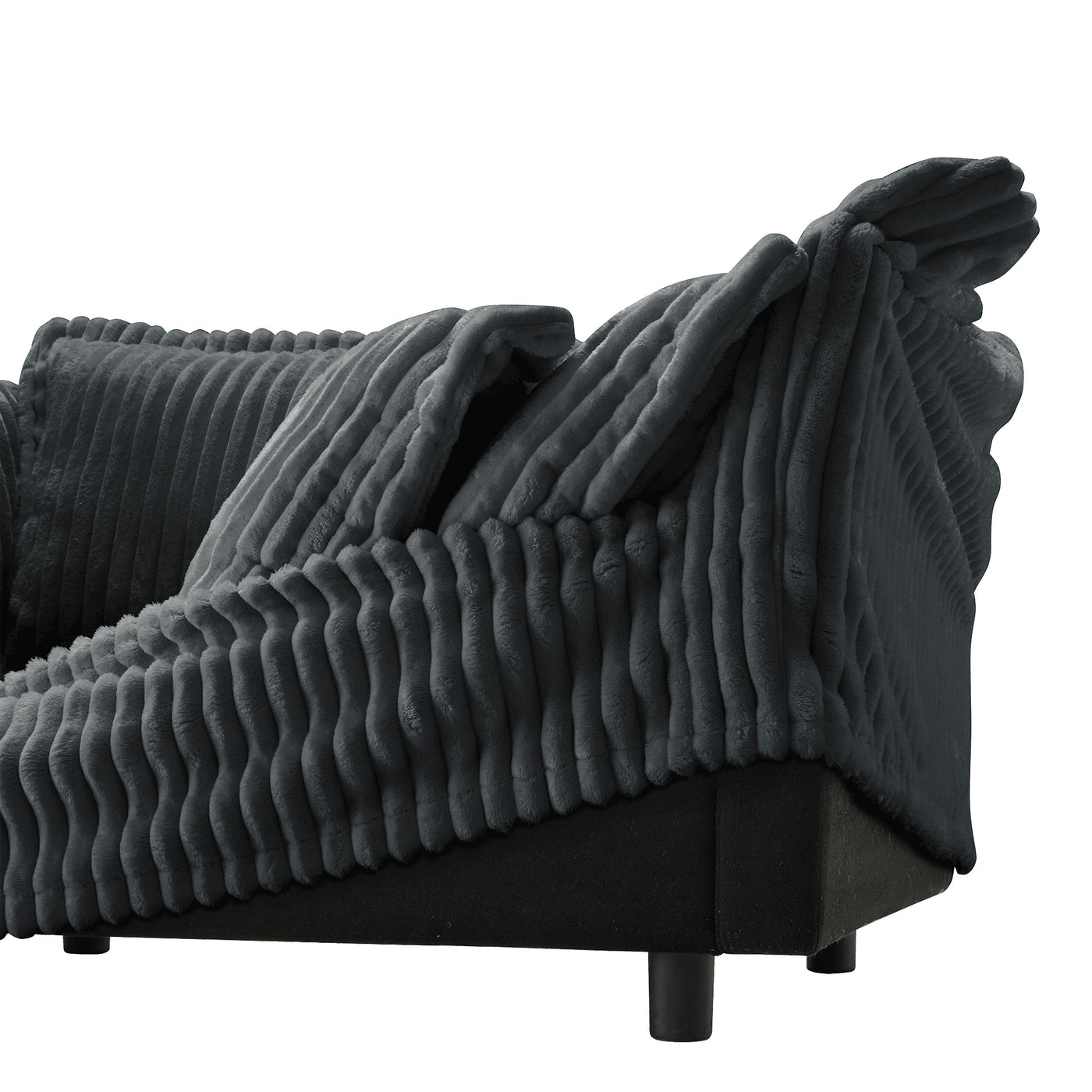 Slipcovered Sofa Couch, Modern 3 Seater Sofa with Suppleness Armrests,Deep Seat Sofa with Soft Multiple Big Pillows, Comfy Couch for Living Room, Apartment,Gray Corduroy Fabric