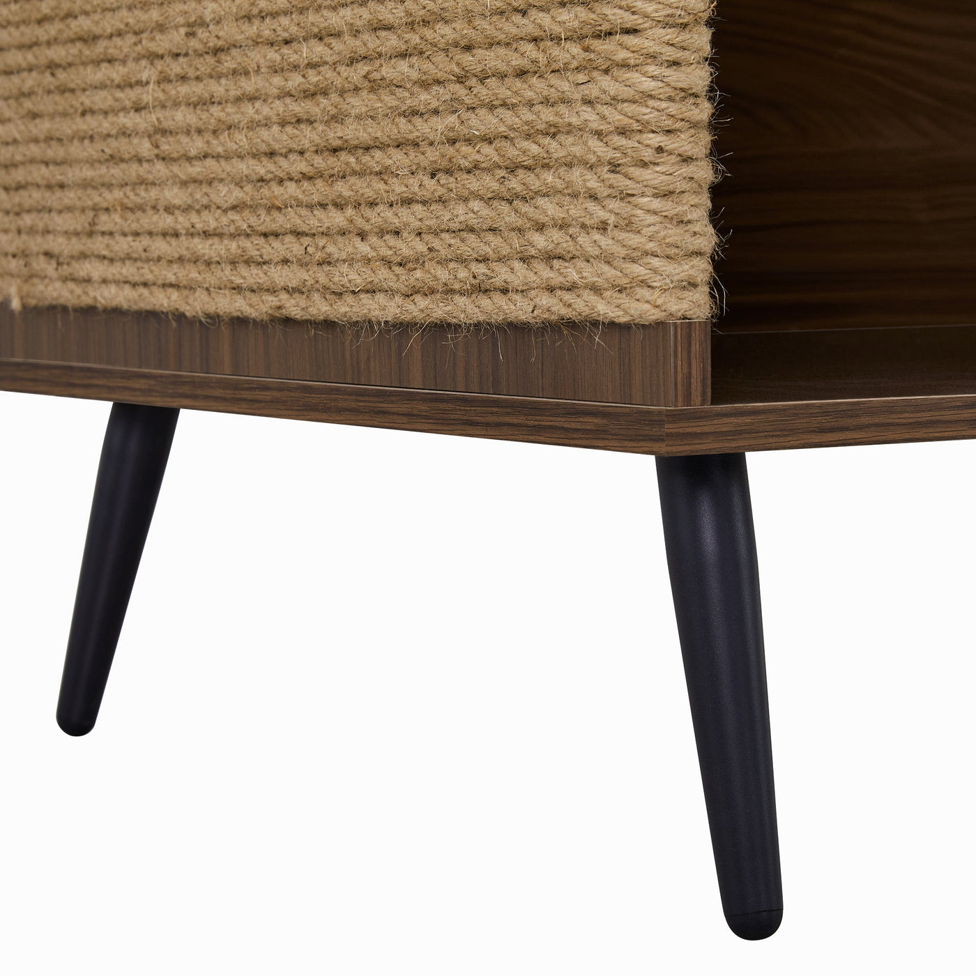 Furniture Style 2 in 1 Mid-century Modern Walnut Cabinet Side Table Design With Spring-loaded door Storage