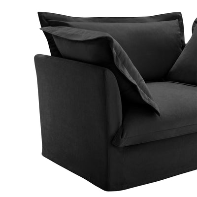 Slipcovered U Shape Sectional Wide and Deep Seat Sofa Couch, 4 Seater Sofa with French Edges Design Multiple Big Pillows, Soft Deep Seat Comfy Cloud Couch for Living Room, Apartment, Chenille Fabric