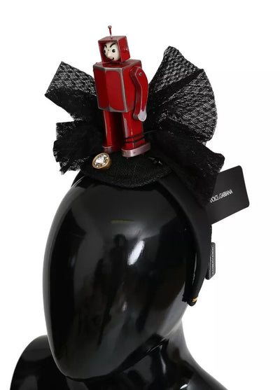 Dolce & Gabbana Red Black Robot Clear Crystal Headband Tiara Diadem