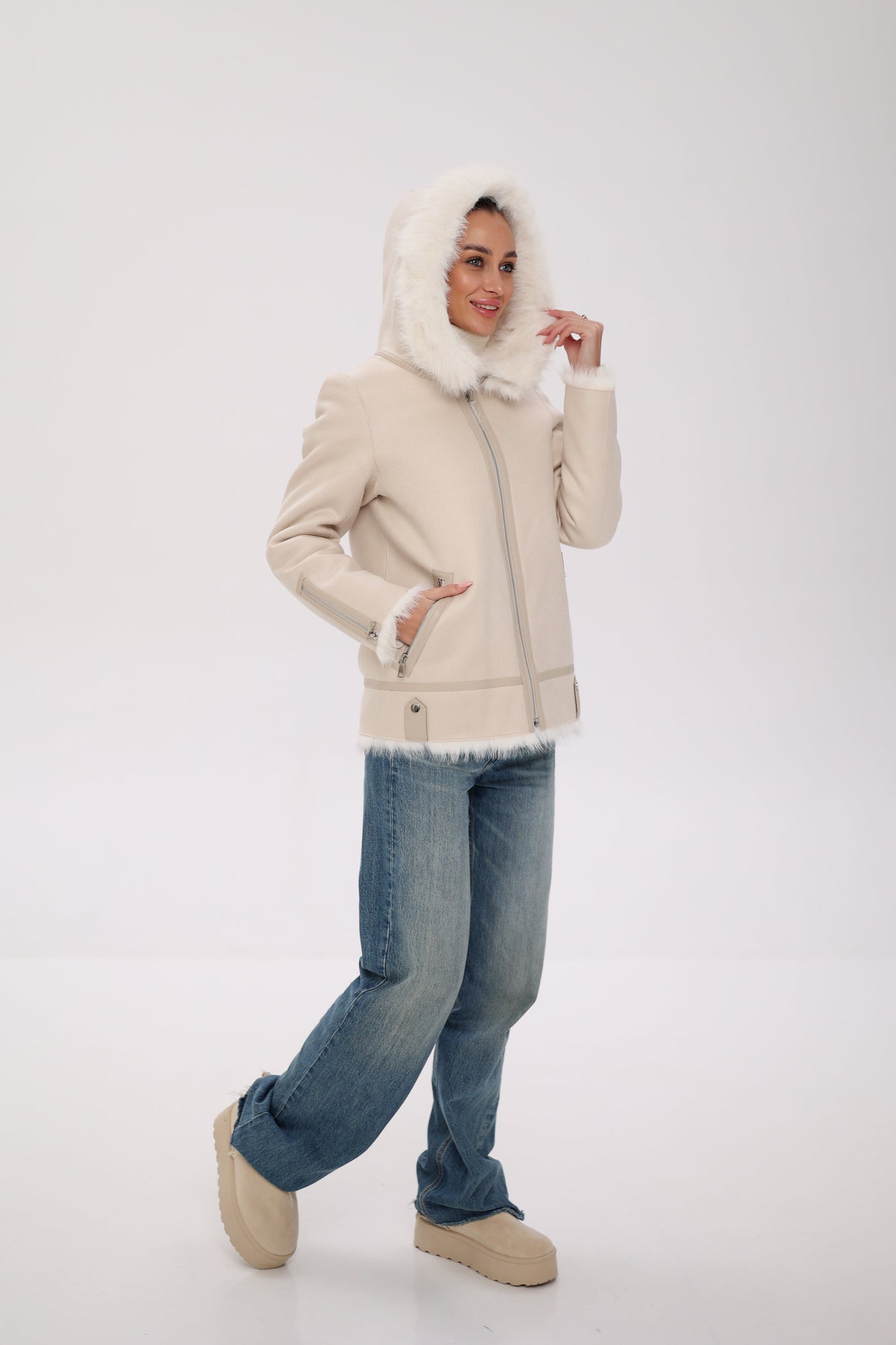 ⇆ Reversible Hooded Wool Blend Jacket