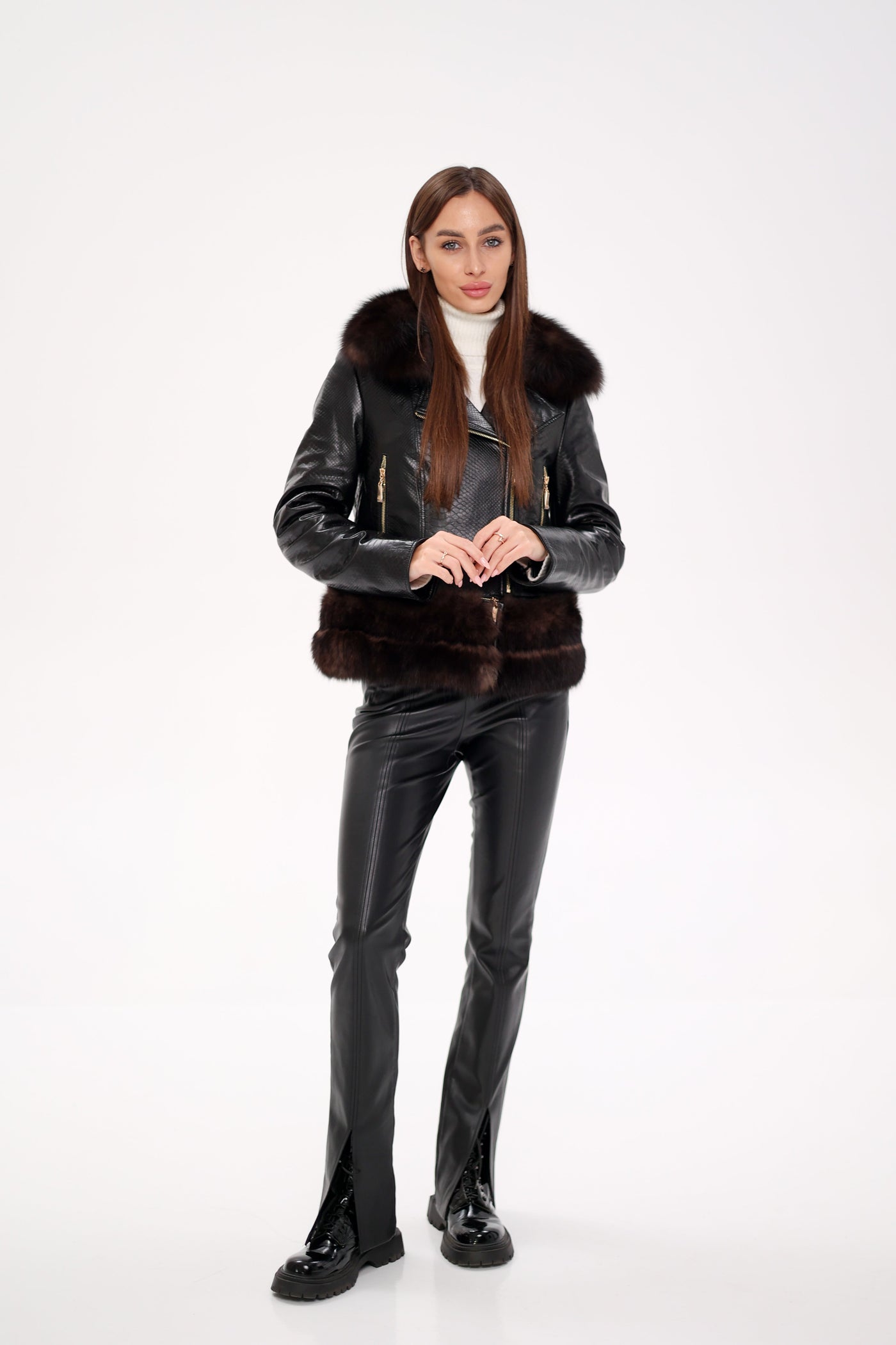 Genuine Polar Fox Real Leather Transformer Jacket