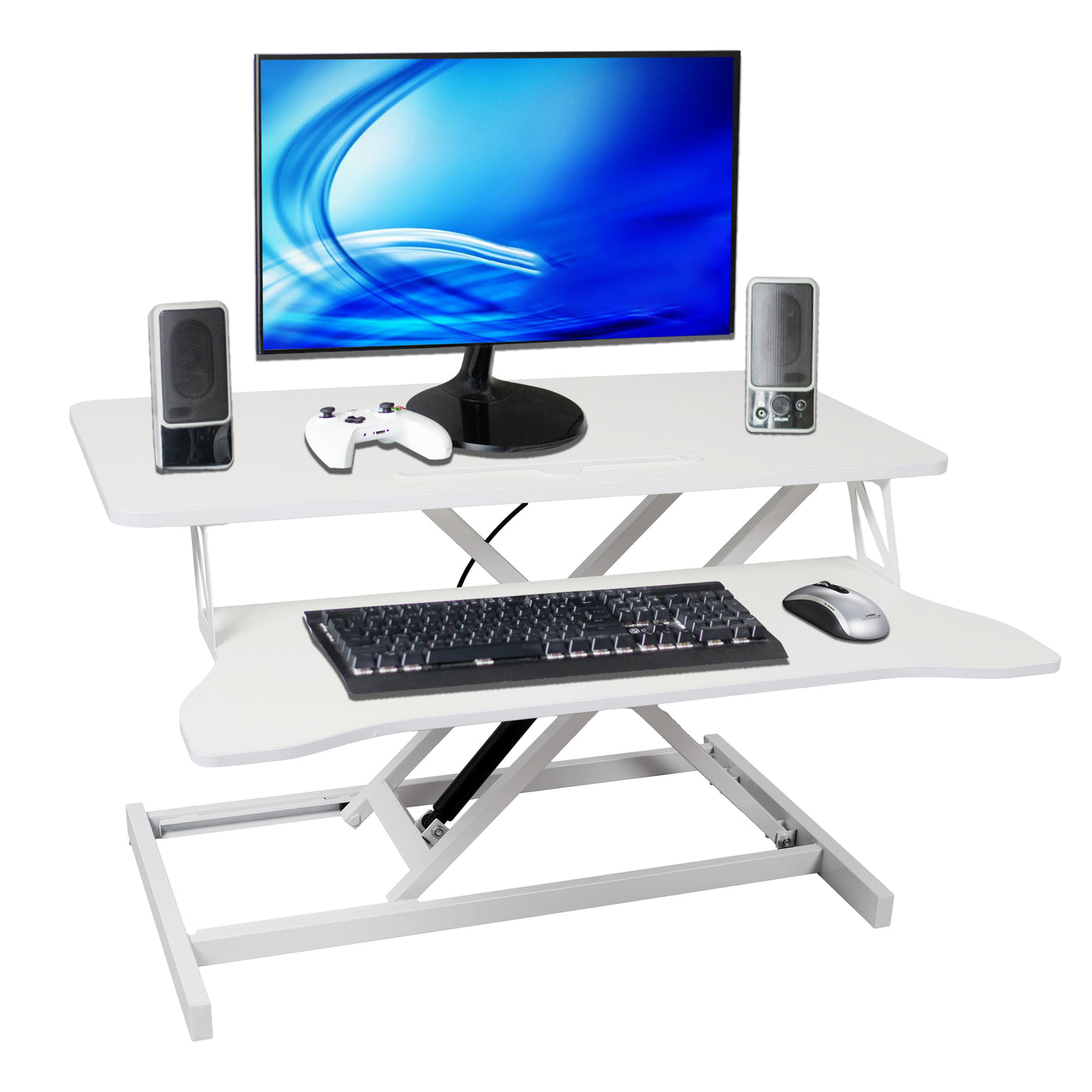 Adjustable Height Standing Laptop Desk,Adjustable Sit to Stand Up Workstation with Keyboard Tray,White
