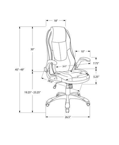 Office Chair, Adjustable Height, Swivel, Ergonomic, Armrests, Computer Desk, Work, Black Leather Look, Black Metal, Contemporary, Modern