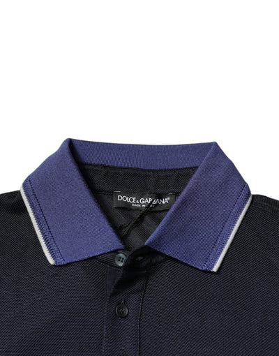 Dolce & Gabbana Blue Silk Collared Short Sleeves Polo T-shirt