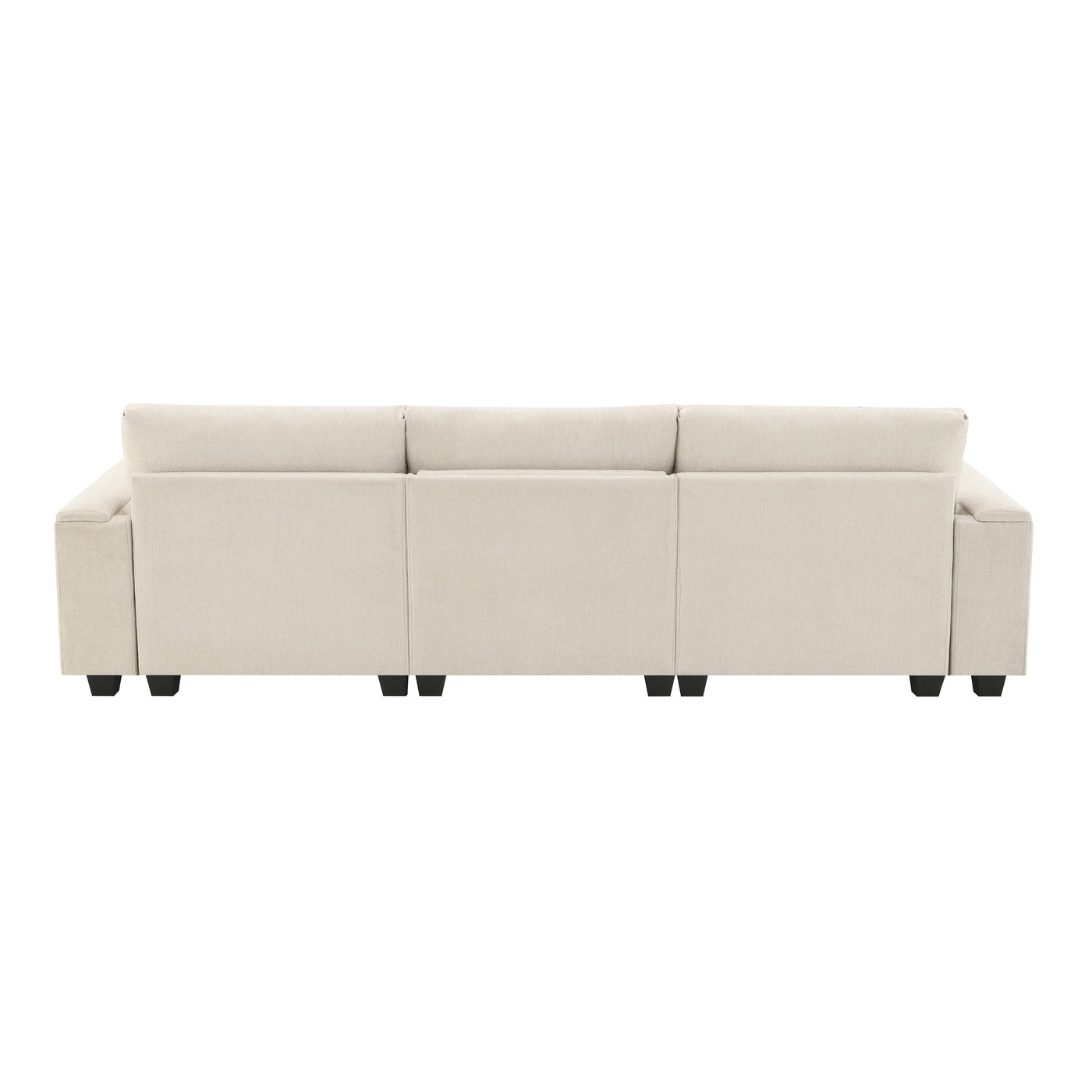 Chenille Sectional Sofa with Bluetooth Speaker, Comfy Cloud Couch Set with Drop Down Table, Cup Holders, USB Charger, Storage Armrest, Wide Seat, 96*35''