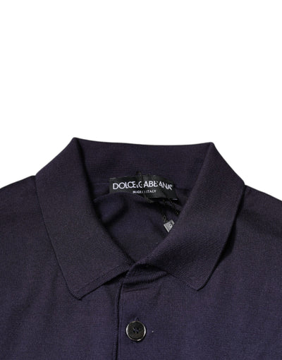 Dolce & Gabbana Blue Silk Collared Short Sleeves Polo T-shirt