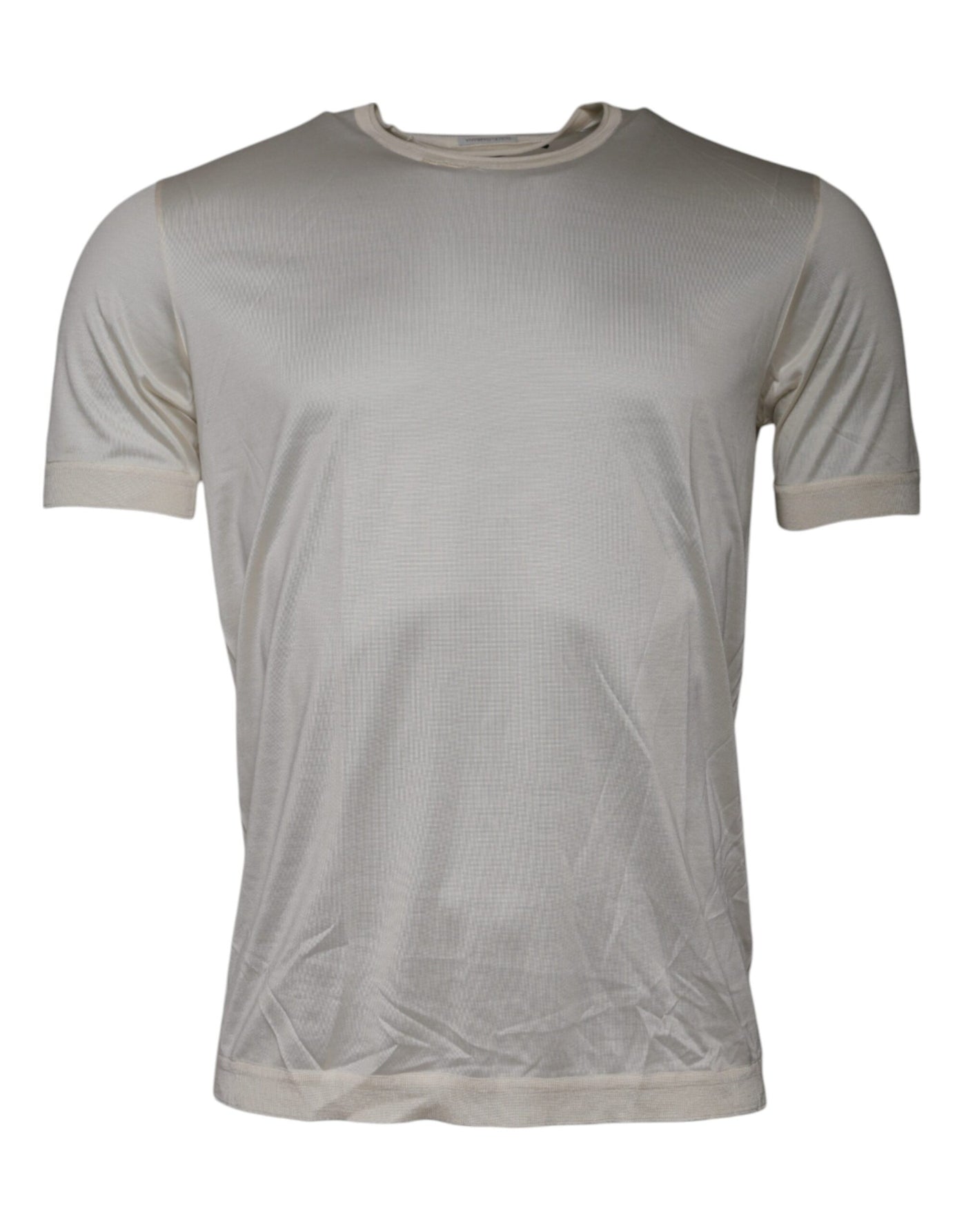 Dolce & Gabbana Off White Silk Crew Neck Short Sleeve T-shirt