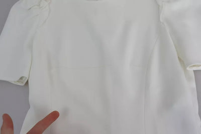 Dolce & Gabbana White Viscose Stretch Short Sleeves Blouse Top