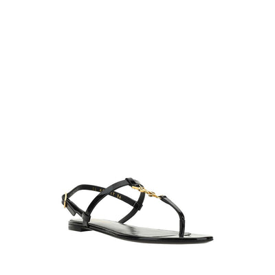 Saint Laurent Black Calf Leather Bos Taurus Sandals