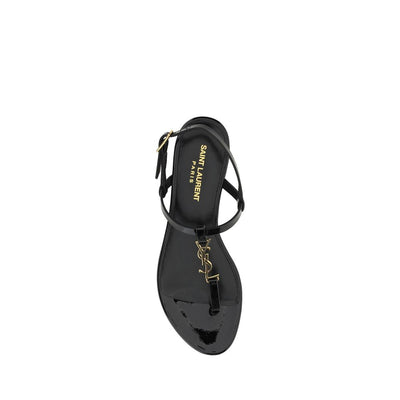 Saint Laurent Black Calf Leather Bos Taurus Sandals