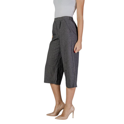 Vero Moda Black And White Polyester Cropped Pants
