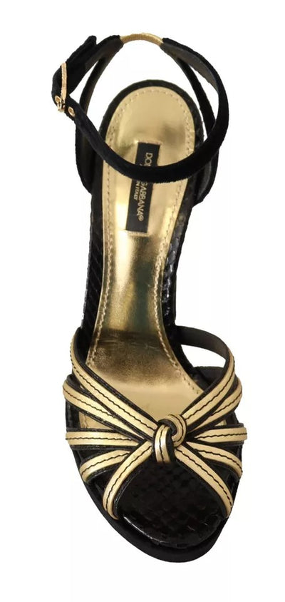 Dolce & Gabbana Black Gold Bianca Faux Pearl Sandals