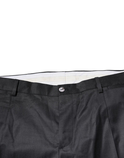 Dolce & Gabbana Black Wool Tapered Formal Dress Pants