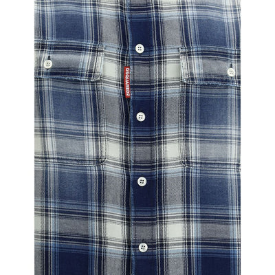 Dsquared² Blue Cotton Pattern Shirt