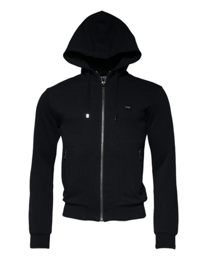 Dolce & Gabbana Blue Logo Full Zip Hooded Sweatshirt Sweater