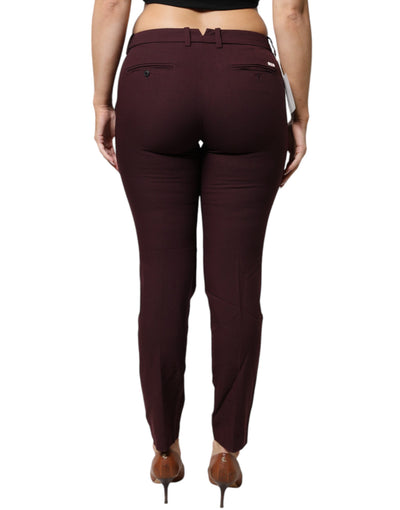 Aniye By Maroon Mid Waist Tapered Skinny Dress Pants