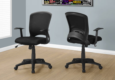 Office Chair, Adjustable Height, Swivel, Ergonomic, Armrests, Computer Desk, Work, Black Mesh, Black Metal, Contemporary, Modern