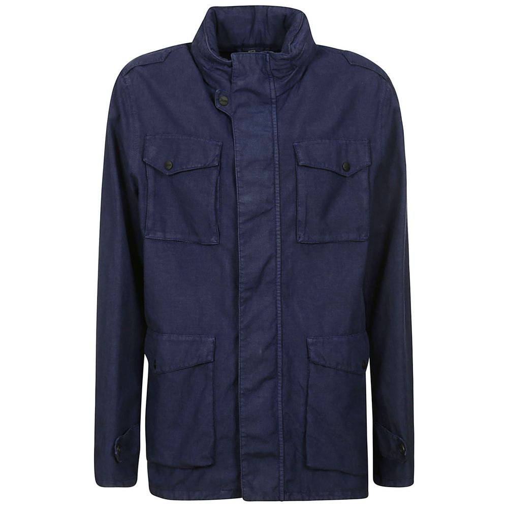Herno Blue Linen Men Jacket