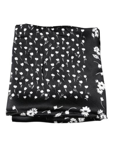 Dolce & Gabbana Black Floral Silk Square Wrap Shawl Scarf