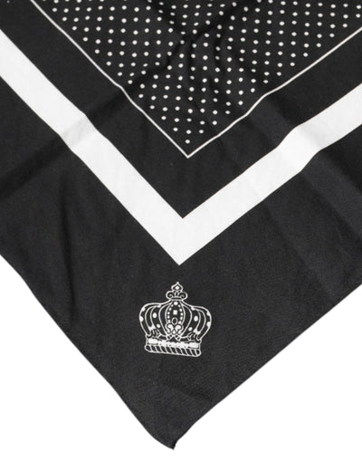 Dolce & Gabbana Black Polka Dots Cotton Handkerchief Scarf