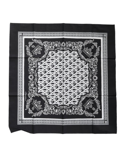Dolce & Gabbana Black Logo Monogram Cotton Handkerchief Scarf