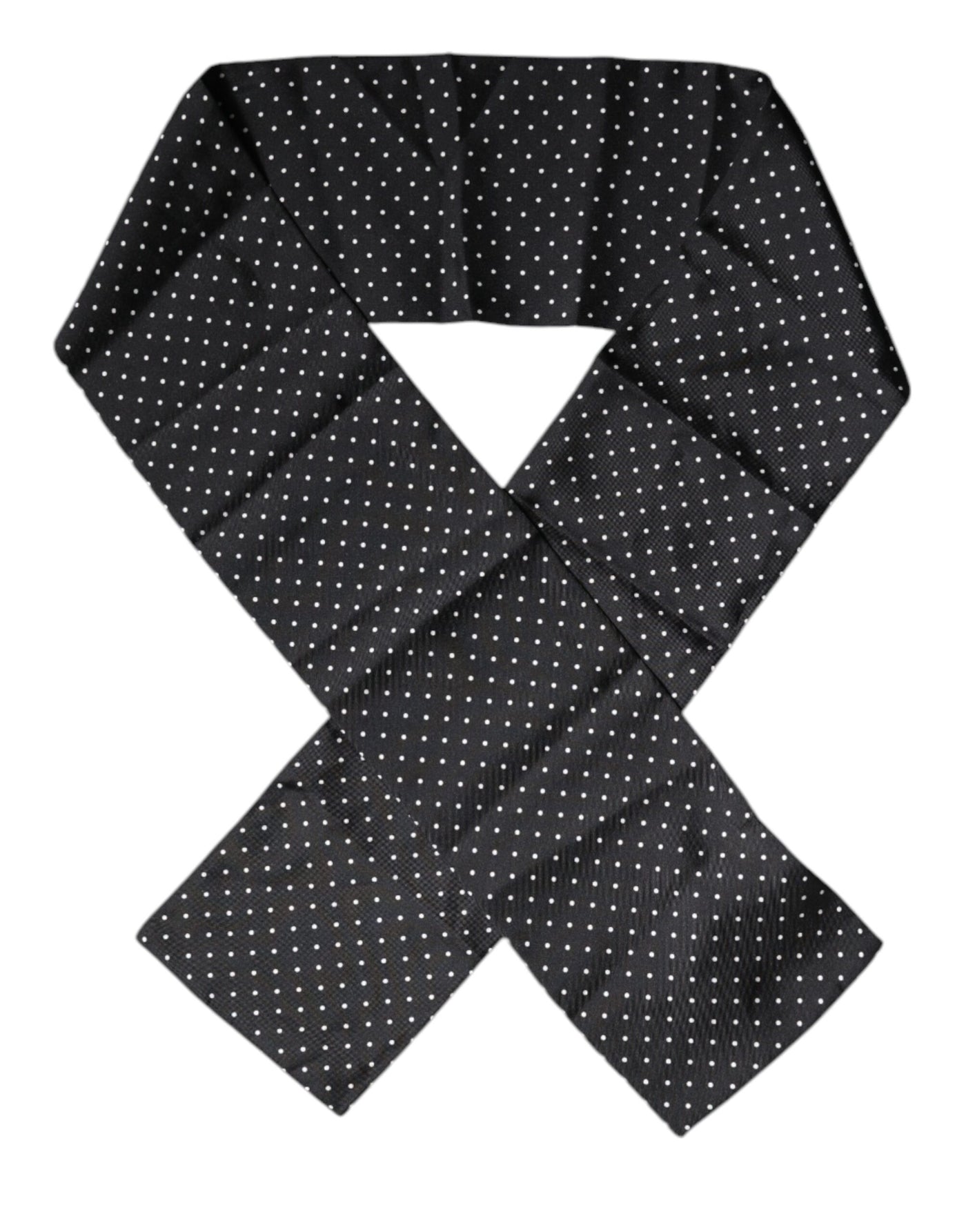 Dolce & Gabbana Black Polka Dots Silk Skinny Neck Wrap Scarf