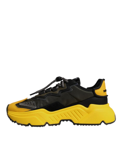 Dolce & Gabbana Yellow Black Daymaster Low Top Sneaker Shoes