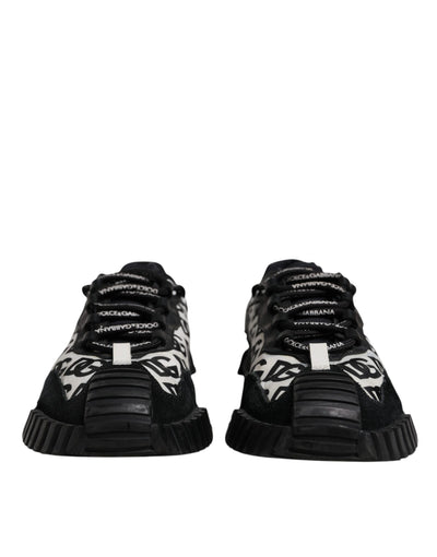 Dolce & Gabbana Black Logo Lace Up Low Top NS1 Sneakers Shoes