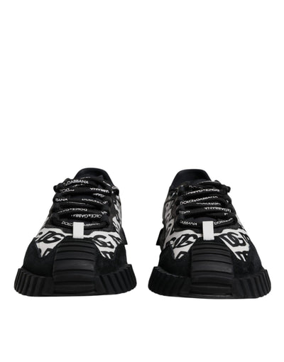 Dolce & Gabbana Black Logo Lace Up Low Top NS1 Sneakers Shoes