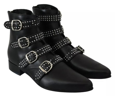 Dondup Black Fashion Buckled Zipper Ankle Boots Shoes