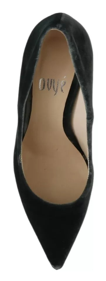 Ovyé Gray Velvet Dress Stiletto Pumps Shoes