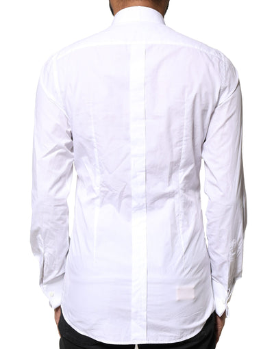 Dolce & Gabbana White GOLD CottonPoplin Bib Formal Dress Shirt
